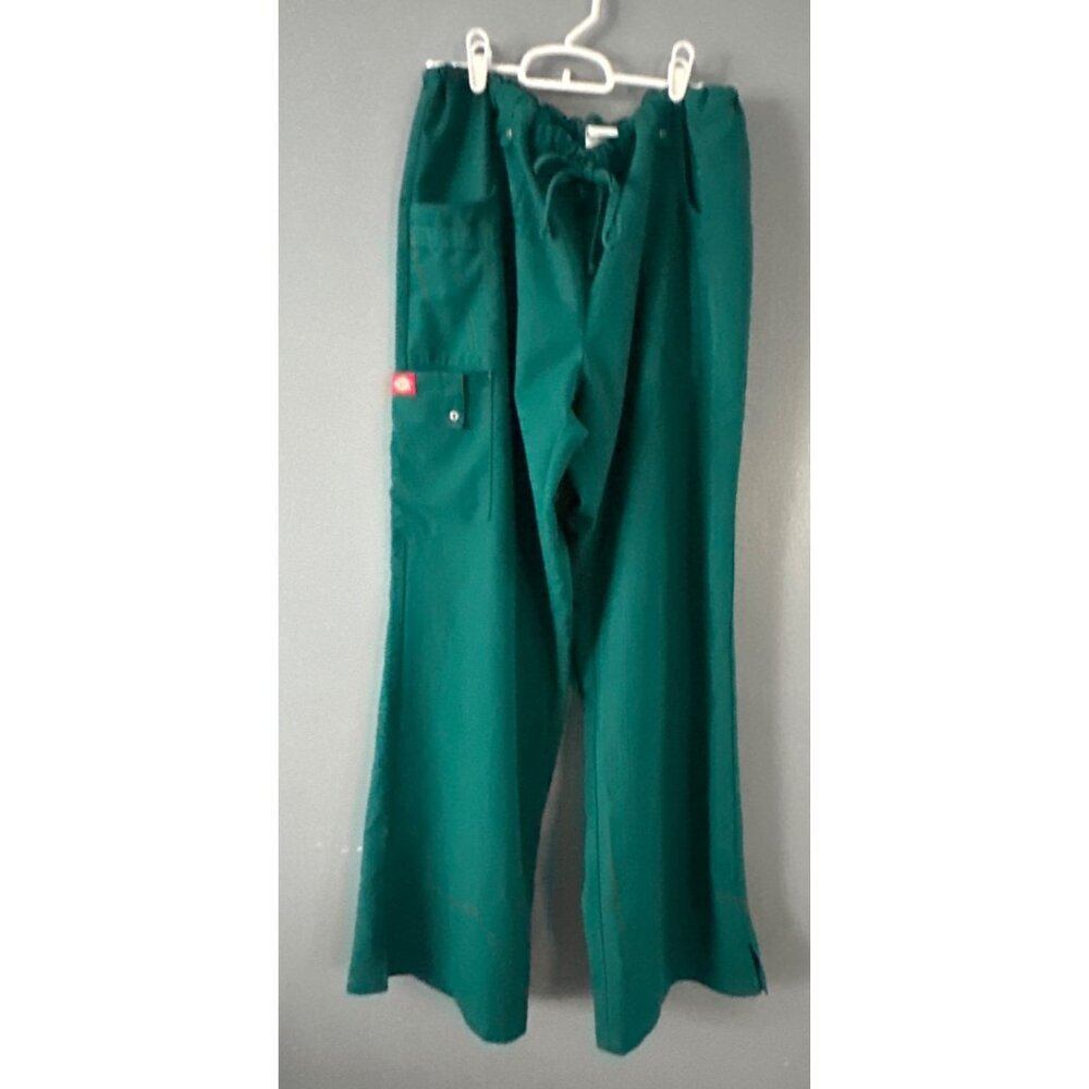 Dickies Womens L Green Cargo Scrub Pants Utility Pockets Nurse Medical Workwear